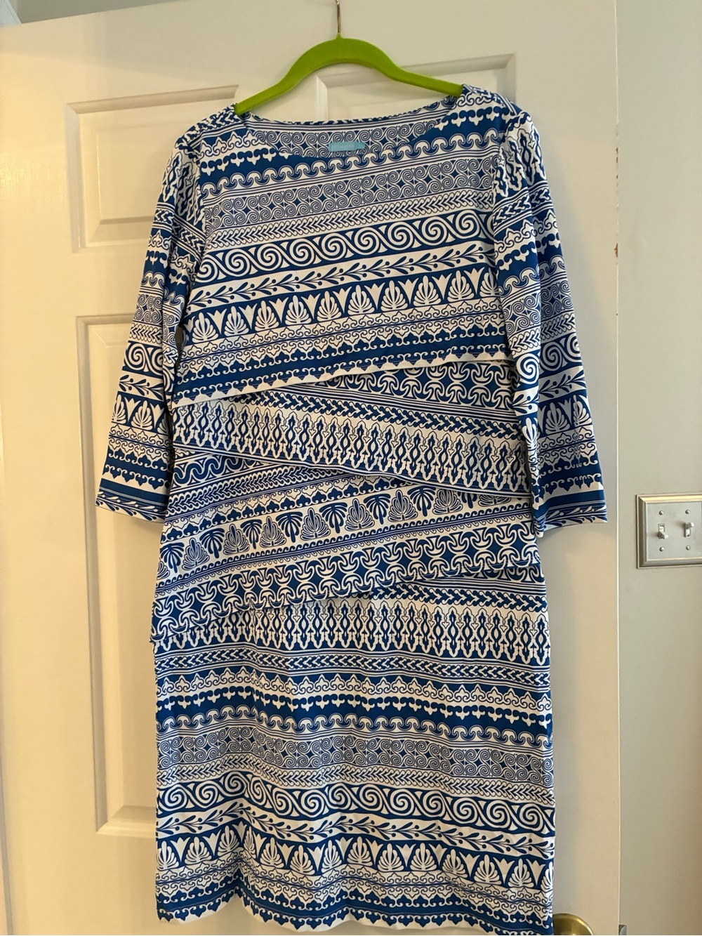 J. McLaughlin Navy & White Printed Dress — Structured Boatneck